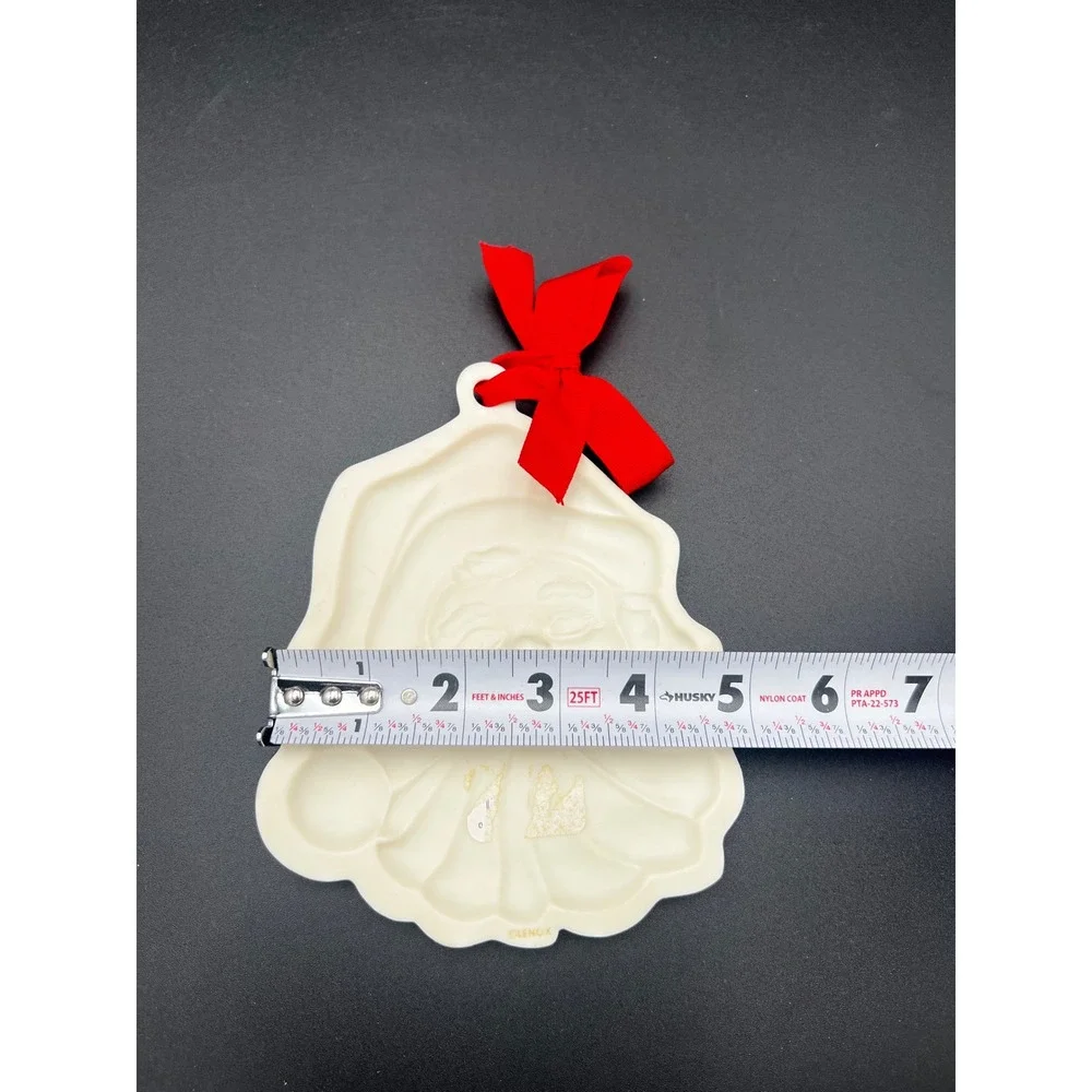 Lenox Holiday Santa Cookie Press Stoneware Christmas Decor 6095202 Cream Red Bow